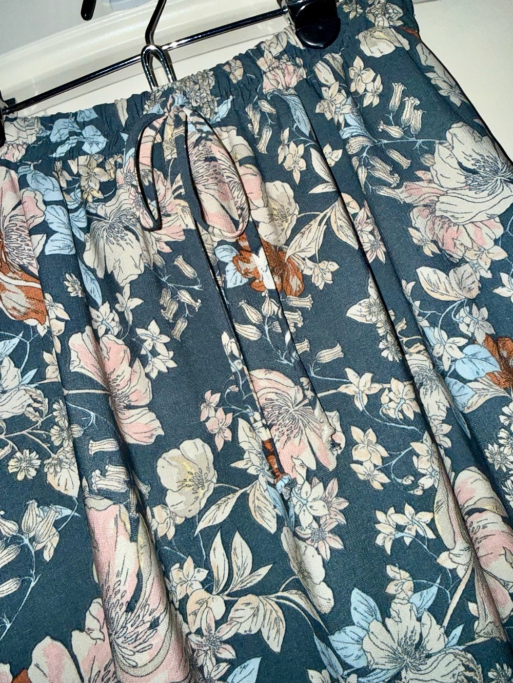 Sienna Sky Navy Floral Tiered Peasant Skirt with Blush Accents - Picture 2 of 6